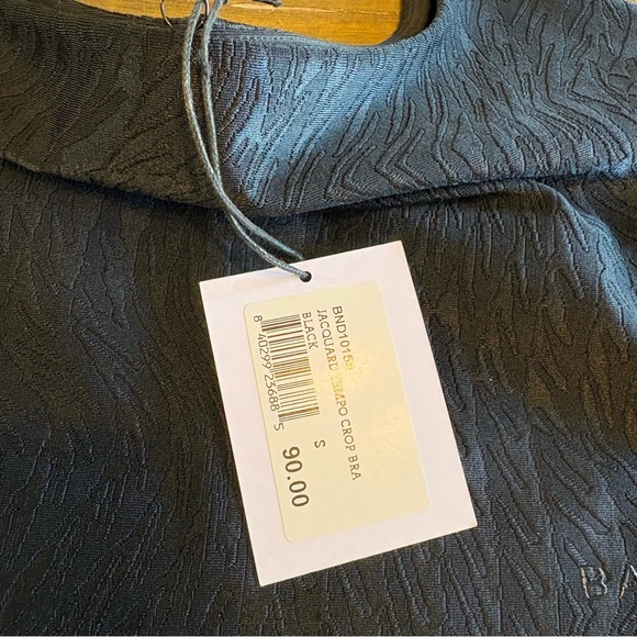 Bandier Black Jacquard Tempo Crop Bra S Slick Edgy Gym Yoga Sports Bra Lined - Picture 6 of 8